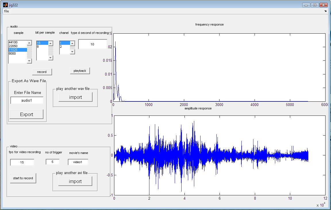 Audio/video recorder & player application based on matlab